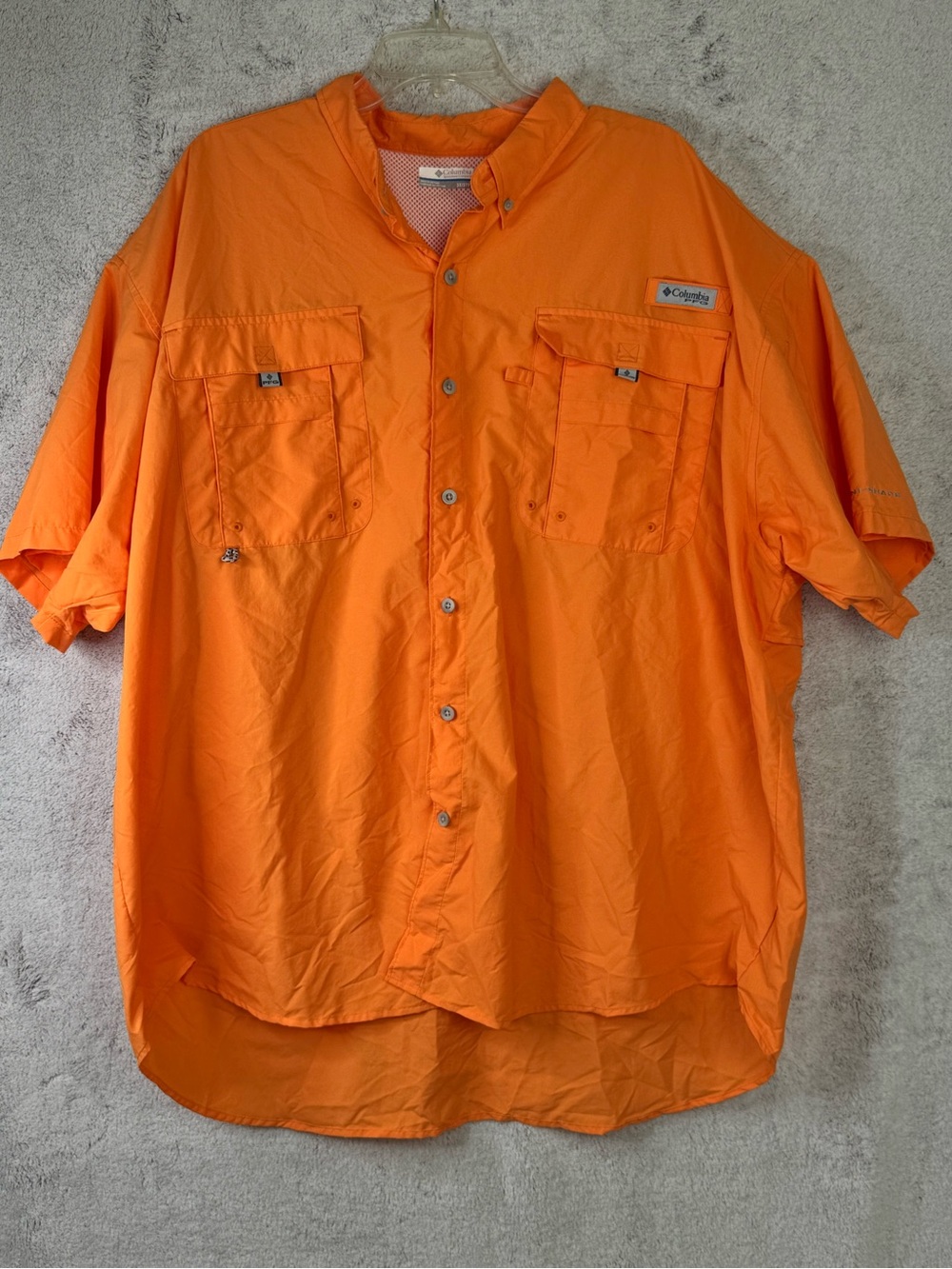 Columbia PFG Mens Orange Short Sleeve Fishing Shirt 3X 3TF FLAW Vented